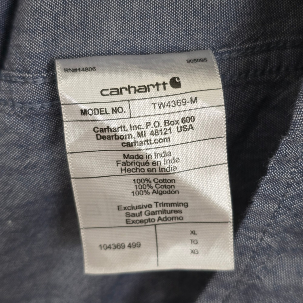 Carhartt Mens XL Loose Fit Short Sleeve Chambray Button Down Work Shirt TW4369-M - Picture 5 of 5